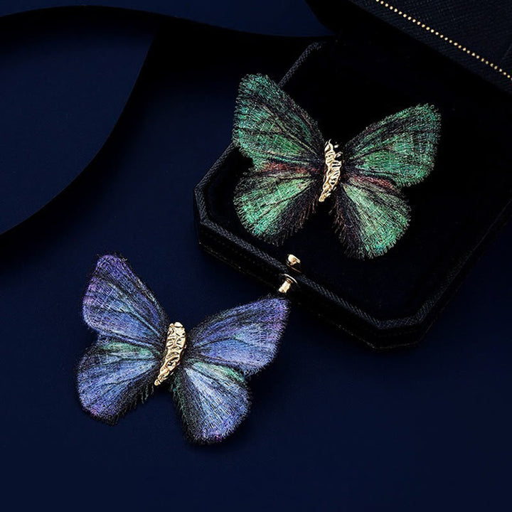 Broche brodée papillon rétro dégradé de couleurs pour femme