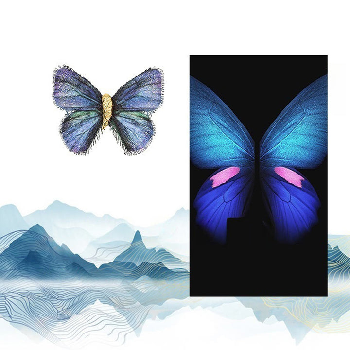 Broche brodée papillon rétro dégradé de couleurs pour femme
