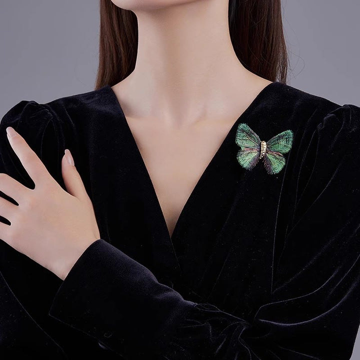 Broche brodée papillon rétro dégradé de couleurs pour femme