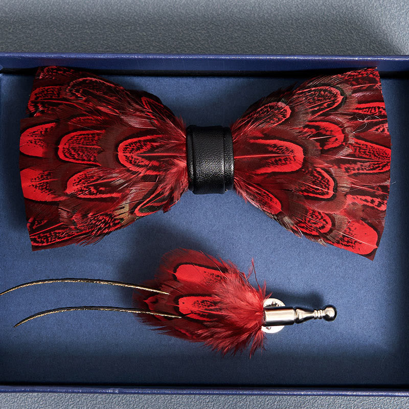 Nœud papillon en plumes de paon Crison &amp; Black avec épingle à revers