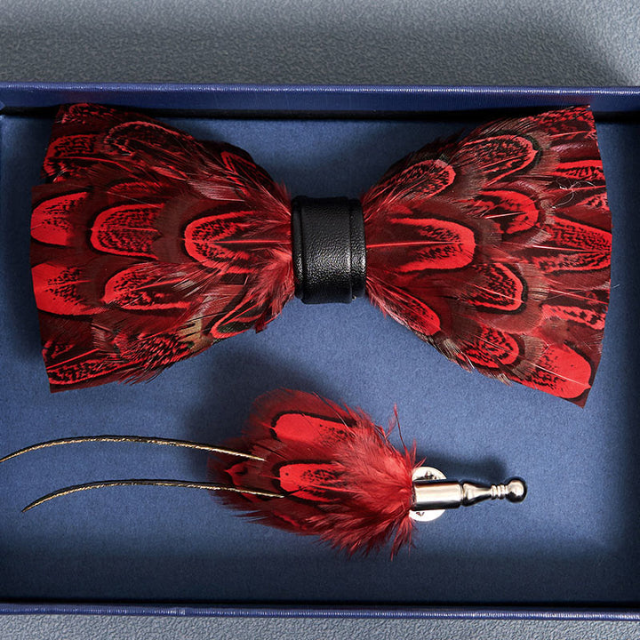 Nœud papillon en plumes de paon Crison &amp; Black avec épingle à revers