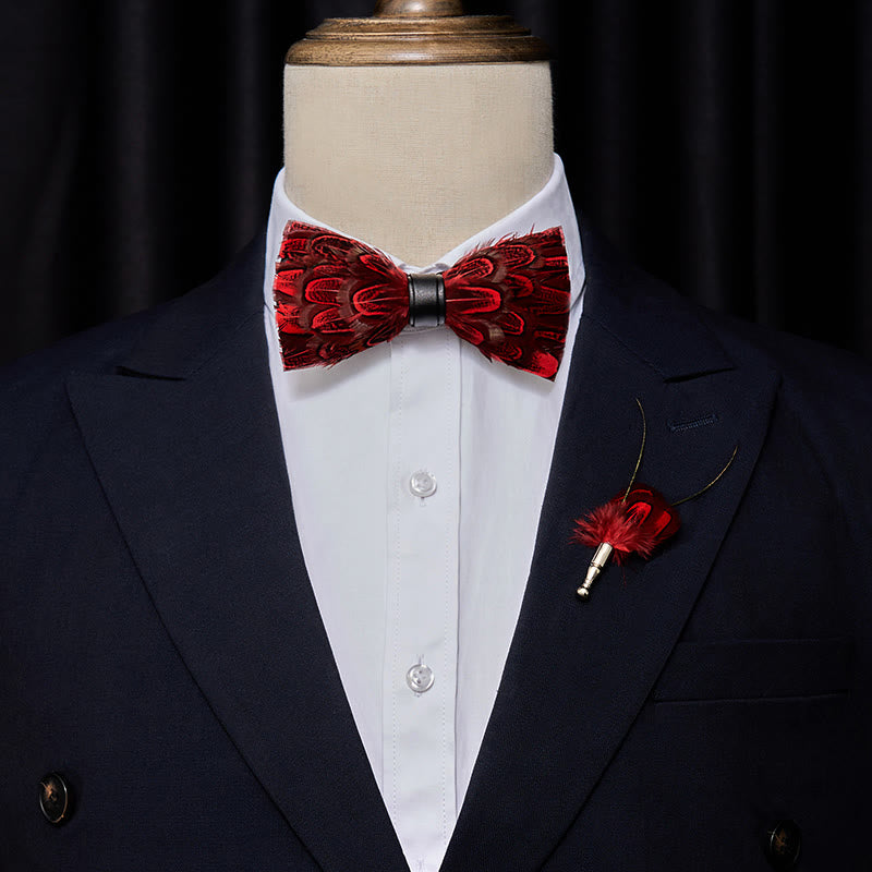 Nœud papillon en plumes de paon Crison &amp; Black avec épingle à revers