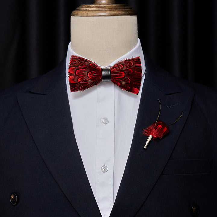 Nœud papillon en plumes de paon Crison &amp; Black avec épingle à revers