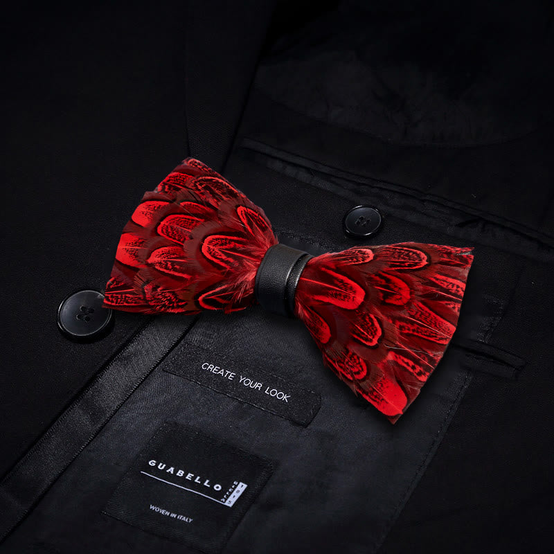 Nœud papillon en plumes de paon Crison &amp; Black avec épingle à revers