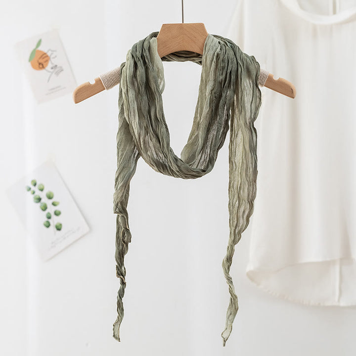 Écharpe longue et fine plissée tie-dye pour femme - Vert foncé - image 19