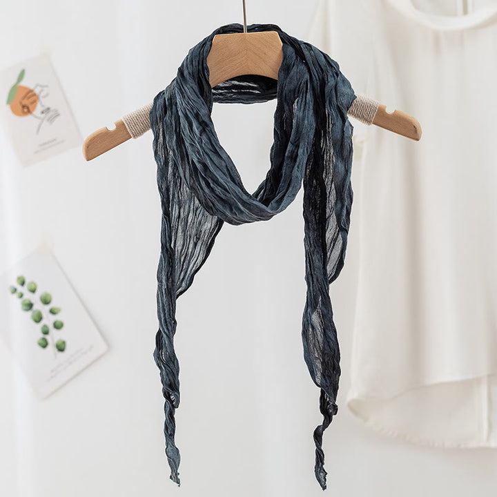 Écharpe longue et fine plissée tie-dye pour femme - Marine - image 17