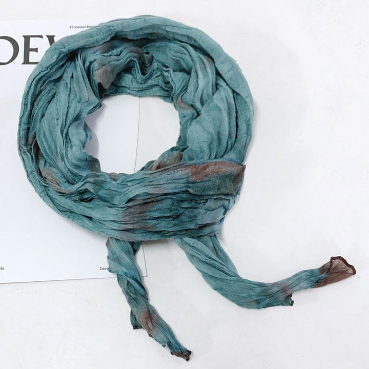 Écharpe longue et fine plissée tie-dye pour femme - image 6