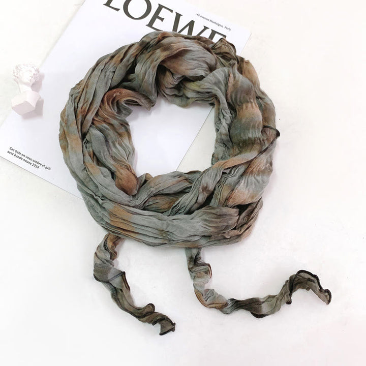 Écharpe longue et fine plissée tie-dye pour femme - image 10