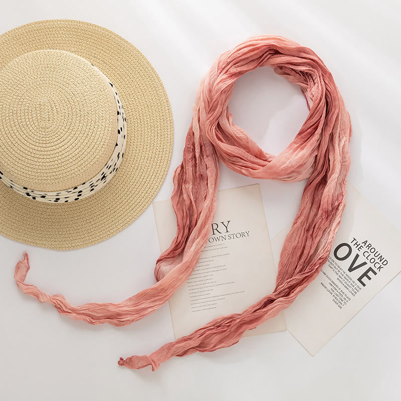 Écharpe longue et fine plissée tie-dye pour femme - Rose - image 21