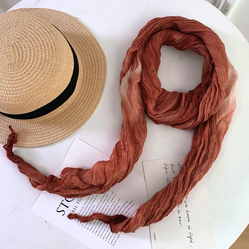Écharpe longue et fine plissée tie-dye pour femme - OrangeRouge - image 29