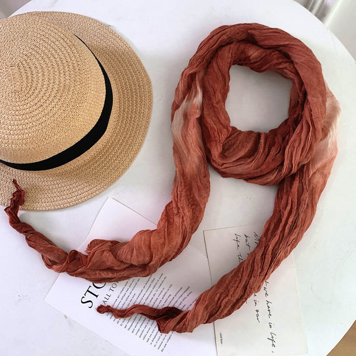 Écharpe longue et fine plissée tie-dye pour femme - OrangeRouge - image 29