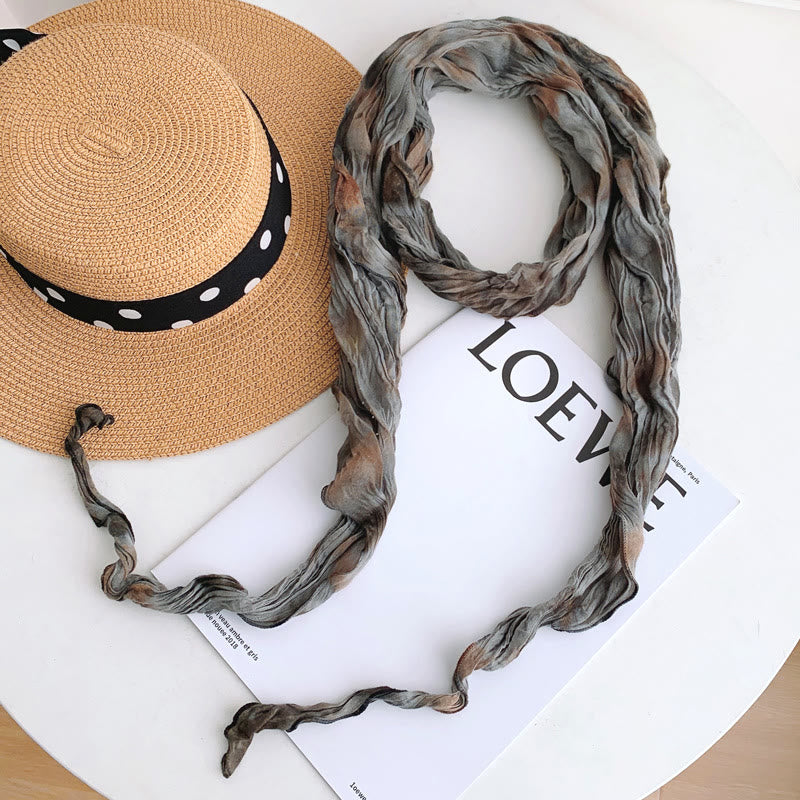 Écharpe longue et fine plissée tie-dye pour femme - Gris - image 9