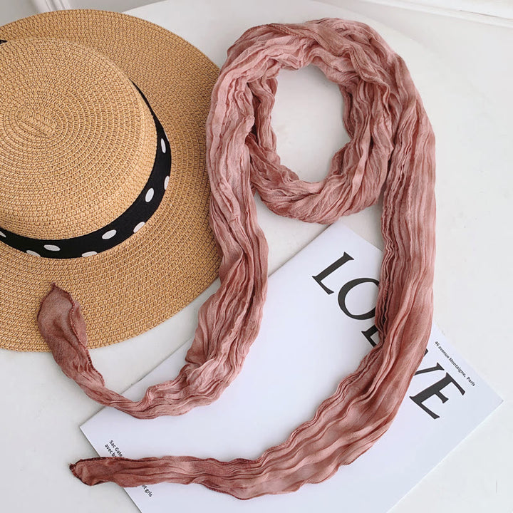 Écharpe longue et fine plissée tie-dye pour femme - Rose clair - image 0