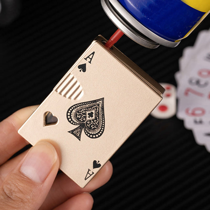 Briquet au butane rechargeable avec réservoir d'air visible et lumineux Poker