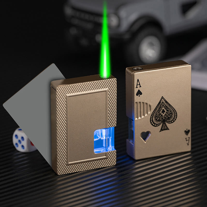 Briquet au butane rechargeable avec réservoir d'air visible et lumineux Poker