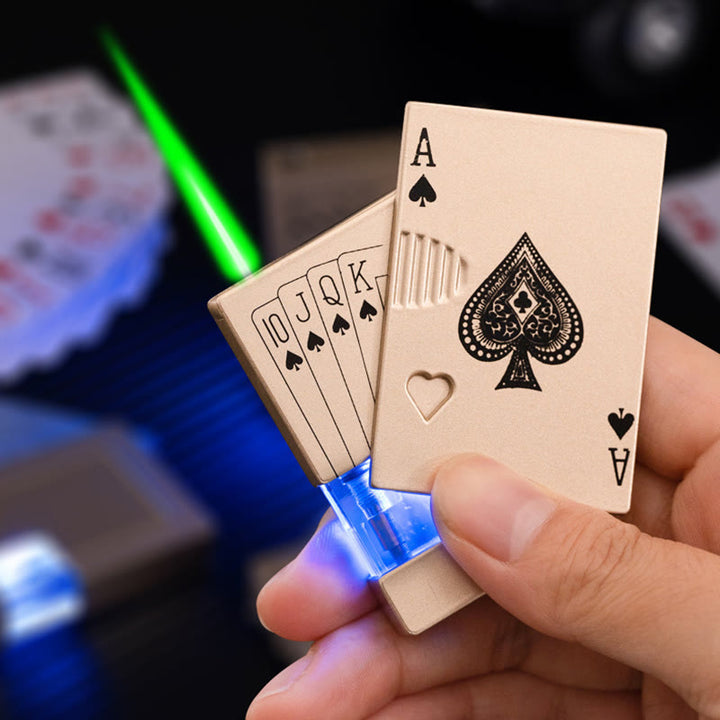 Briquet au butane rechargeable avec réservoir d'air visible et lumineux Poker
