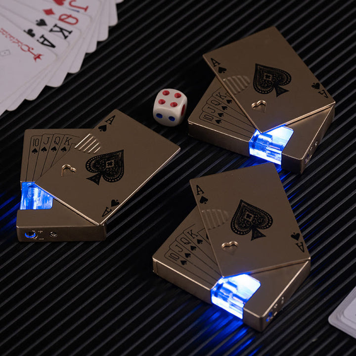 Briquet au butane rechargeable avec réservoir d'air visible et lumineux Poker