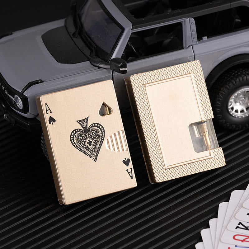 Briquet au butane rechargeable avec réservoir d'air visible et lumineux Poker