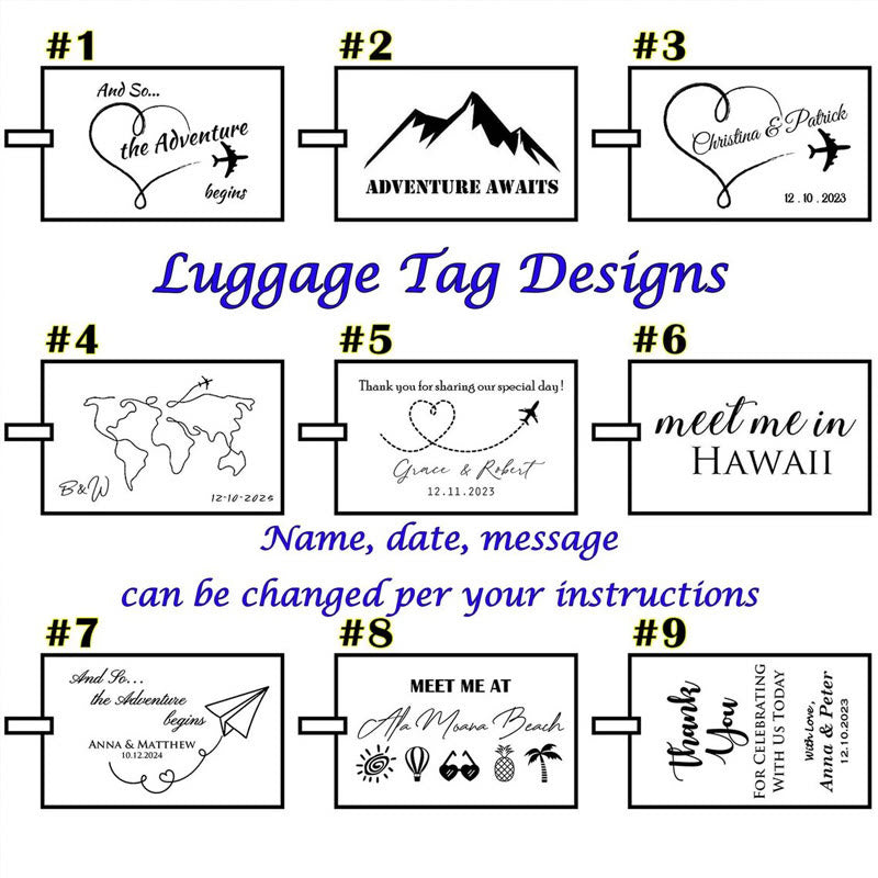 Étiquette de bagage en cuir recto verso personnalisable avec votre texte