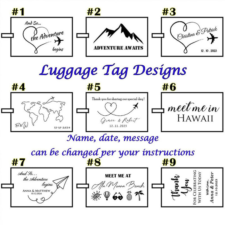 Étiquette de bagage en cuir recto verso personnalisable avec votre texte