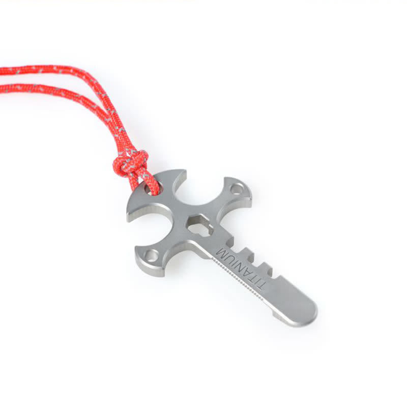 Porte-clés EDC en forme de croix avec mini décapsuleur portable pour l'extérieur