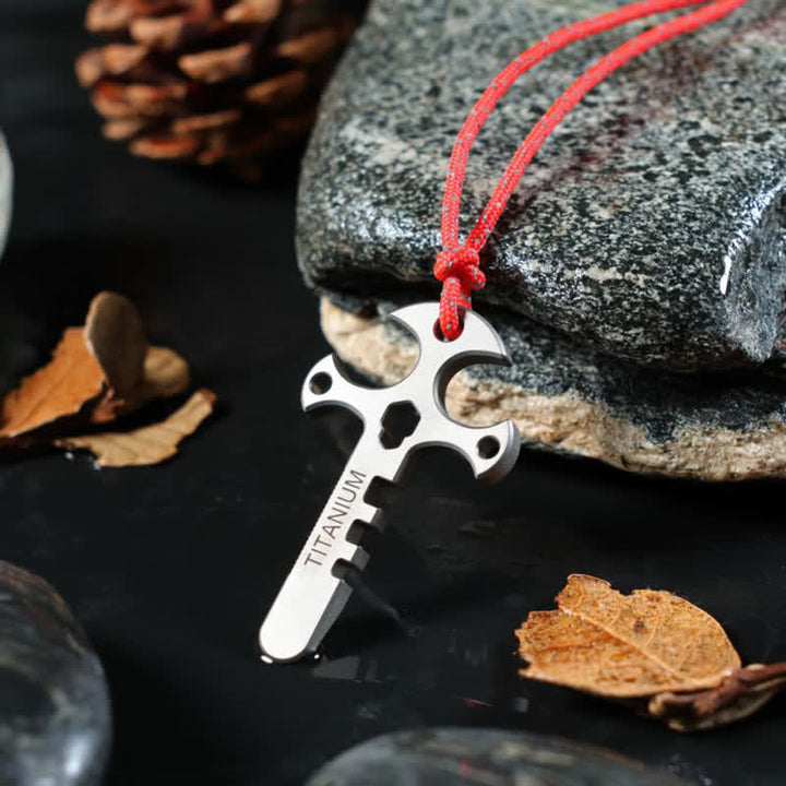 Porte-clés EDC en forme de croix avec mini décapsuleur portable pour l'extérieur