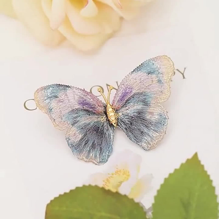 Broche délicate brodée en forme d'insecte et de papillon pour femme