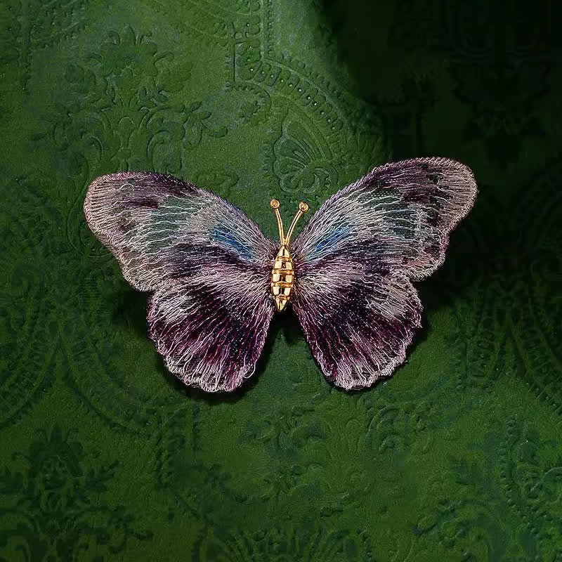 Broche délicate brodée en forme d'insecte et de papillon pour femme