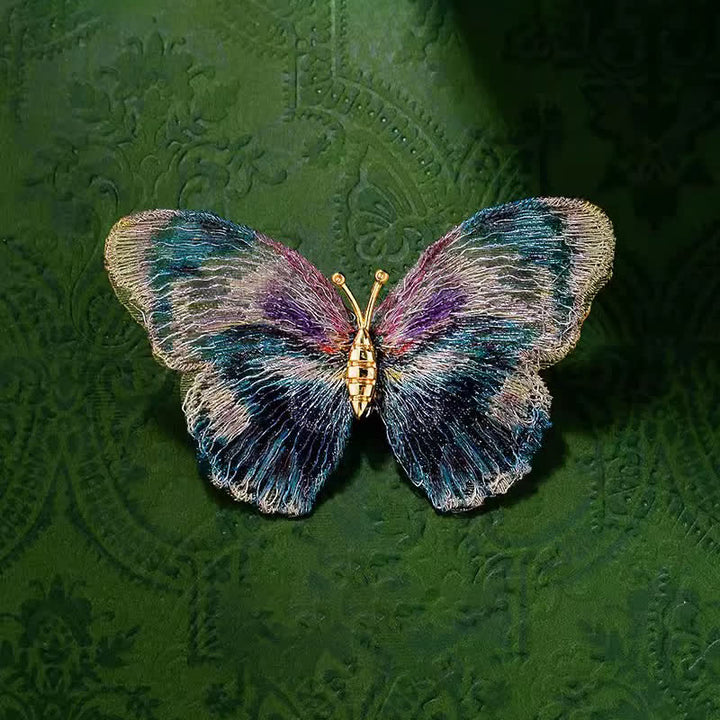 Broche délicate brodée en forme d'insecte et de papillon pour femme