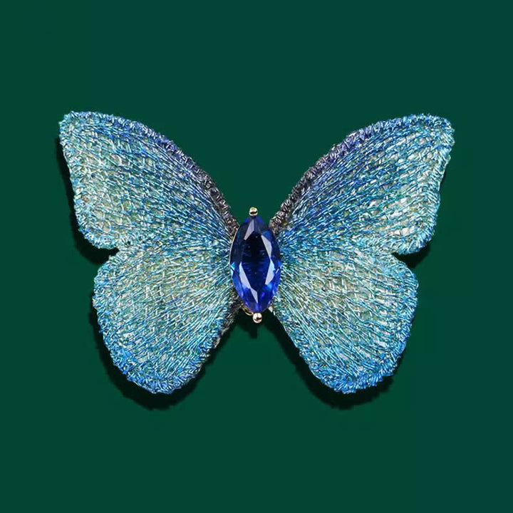 Broche papillon en cristal brodée à la main pour femme