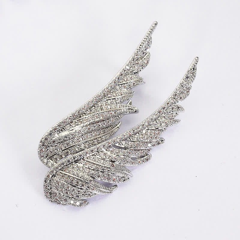 Broche exquise en forme de plume avec ailes d'ange pour femme