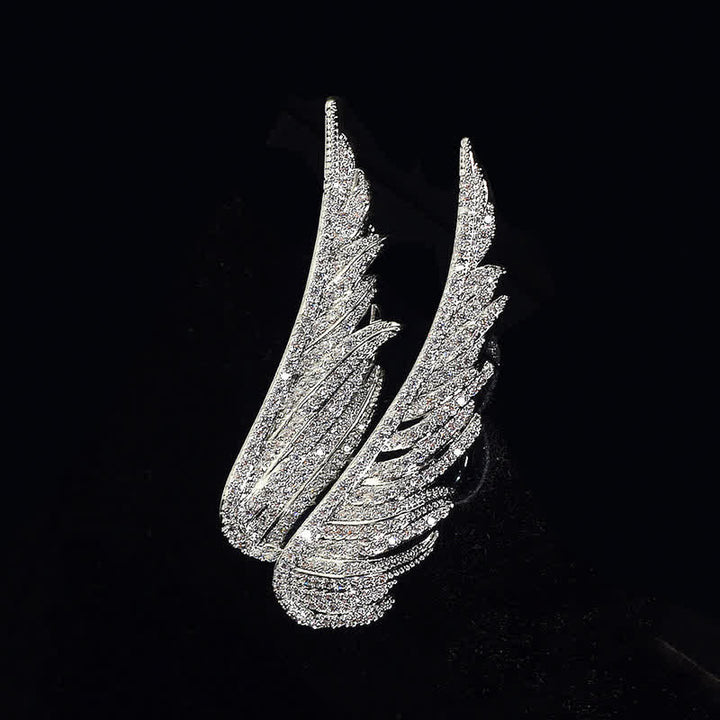 Broche exquise en forme de plume avec ailes d'ange pour femme