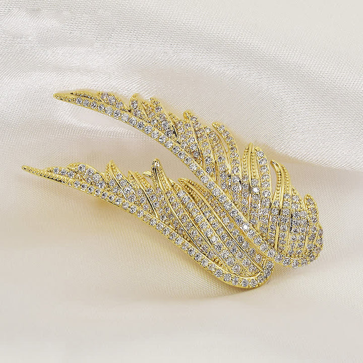Broche exquise en forme de plume avec ailes d'ange pour femme