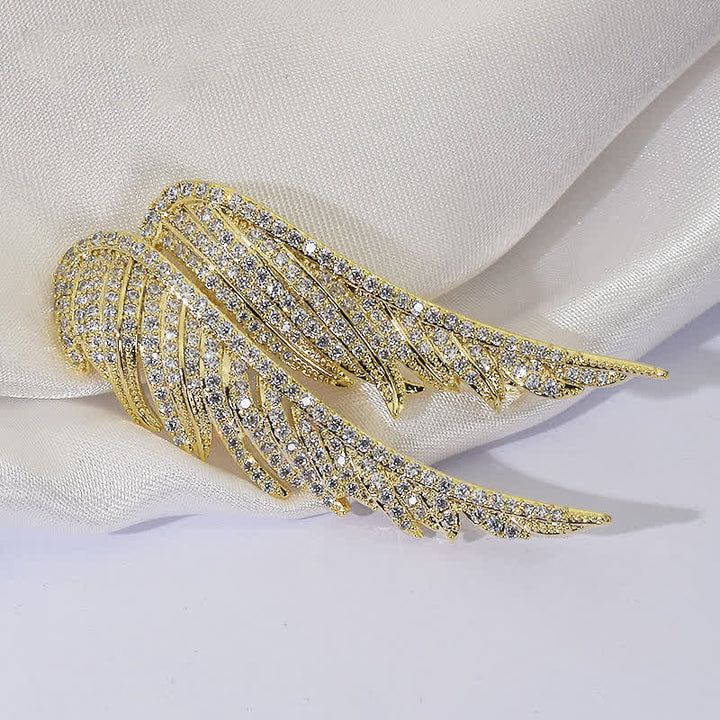 Broche exquise en forme de plume avec ailes d'ange pour femme