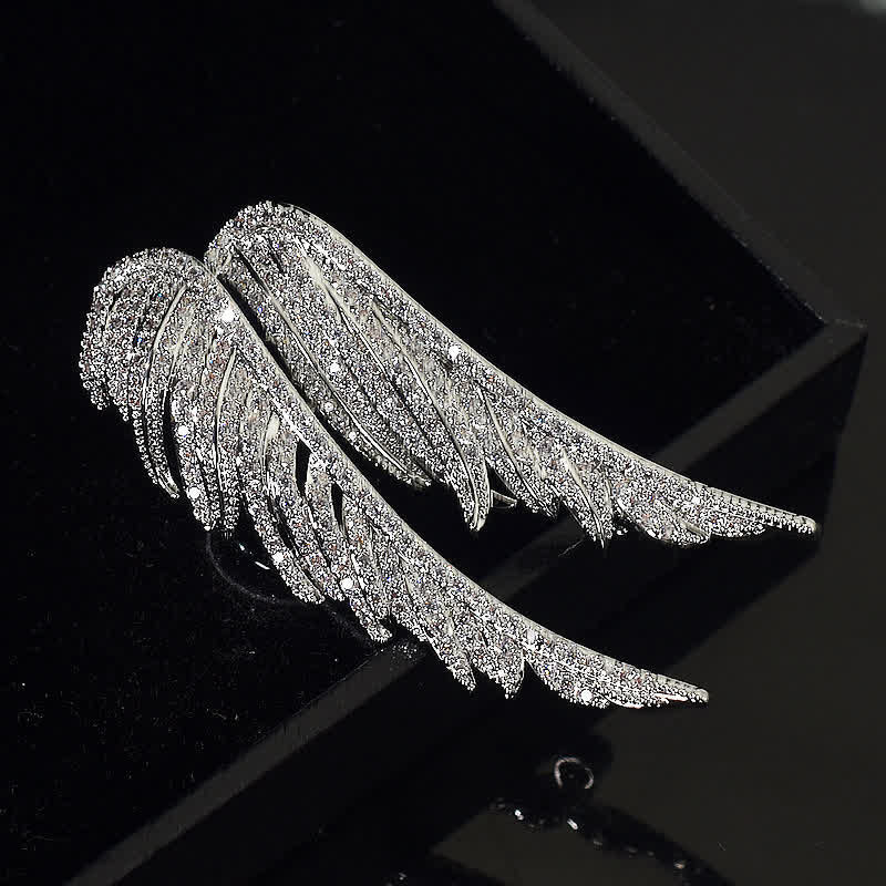 Broche exquise en forme de plume avec ailes d'ange pour femme