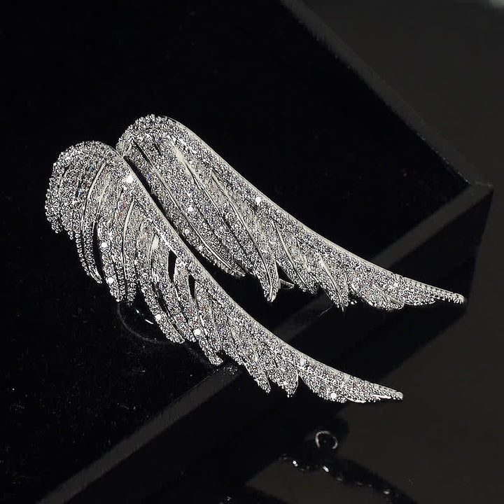 Broche exquise en forme de plume avec ailes d'ange pour femme