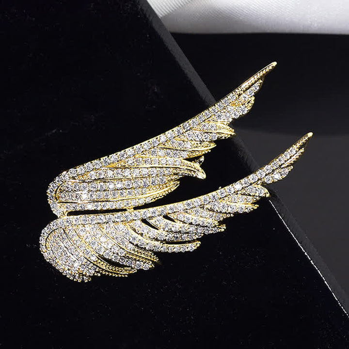 Broche exquise en forme de plume avec ailes d'ange pour femme