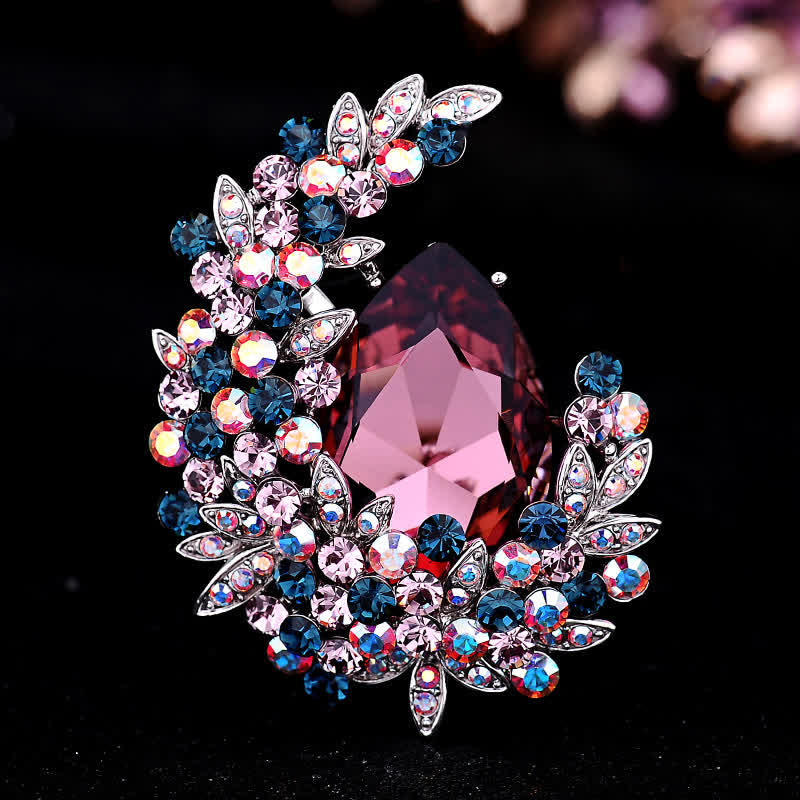 Broche en cristal brillant en forme de demi-lune pour femme