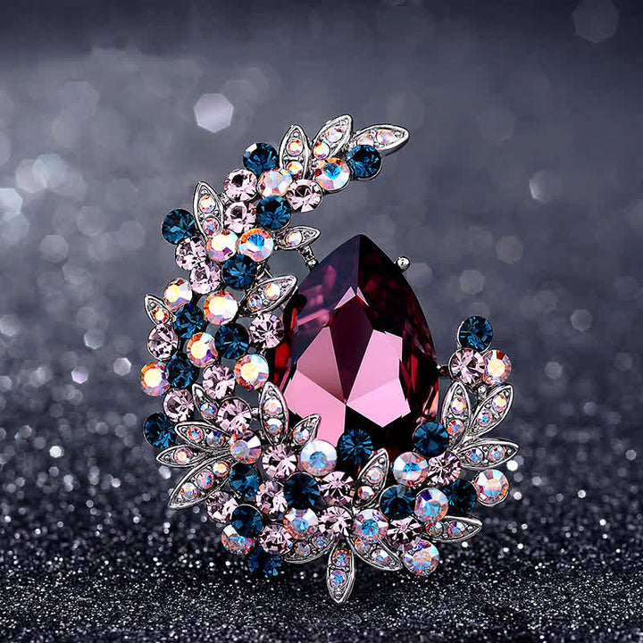 Broche en cristal brillant en forme de demi-lune pour femme