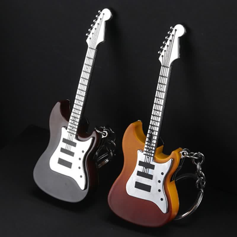Porte-clés briquet gonflable au butane en forme de guitare