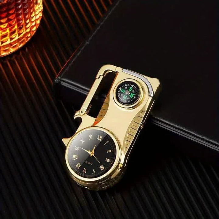 Montre boussole multifonctionnelle, porte-clés portable, briquet au butane