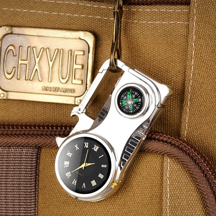 Montre boussole multifonctionnelle, porte-clés portable, briquet au butane