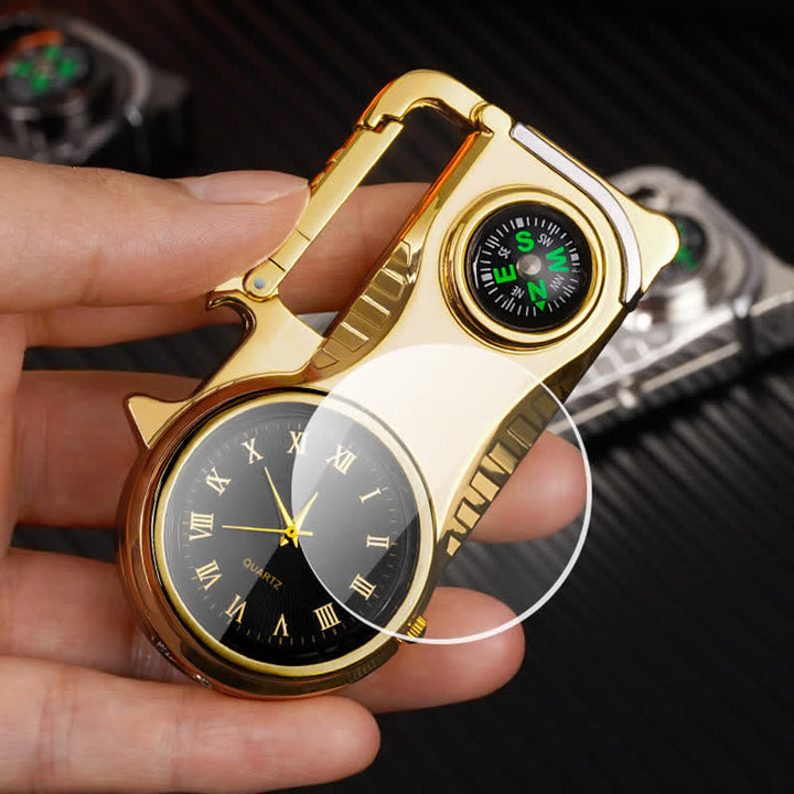 Montre boussole multifonctionnelle, porte-clés portable, briquet au butane