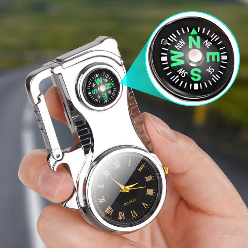 Montre boussole multifonctionnelle, porte-clés portable, briquet au butane