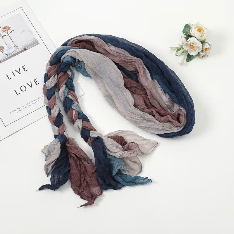 Écharpe en cuir tressée et nouée colorée pour femme