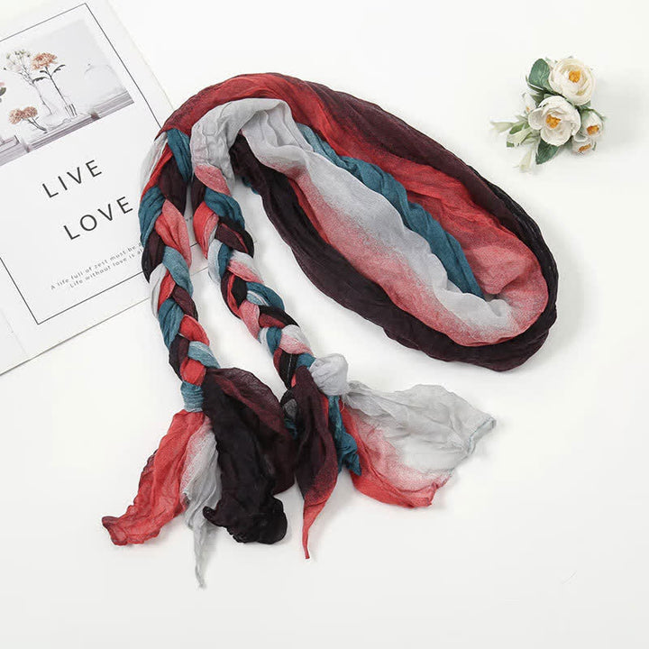 Écharpe en cuir tressée et nouée colorée pour femme