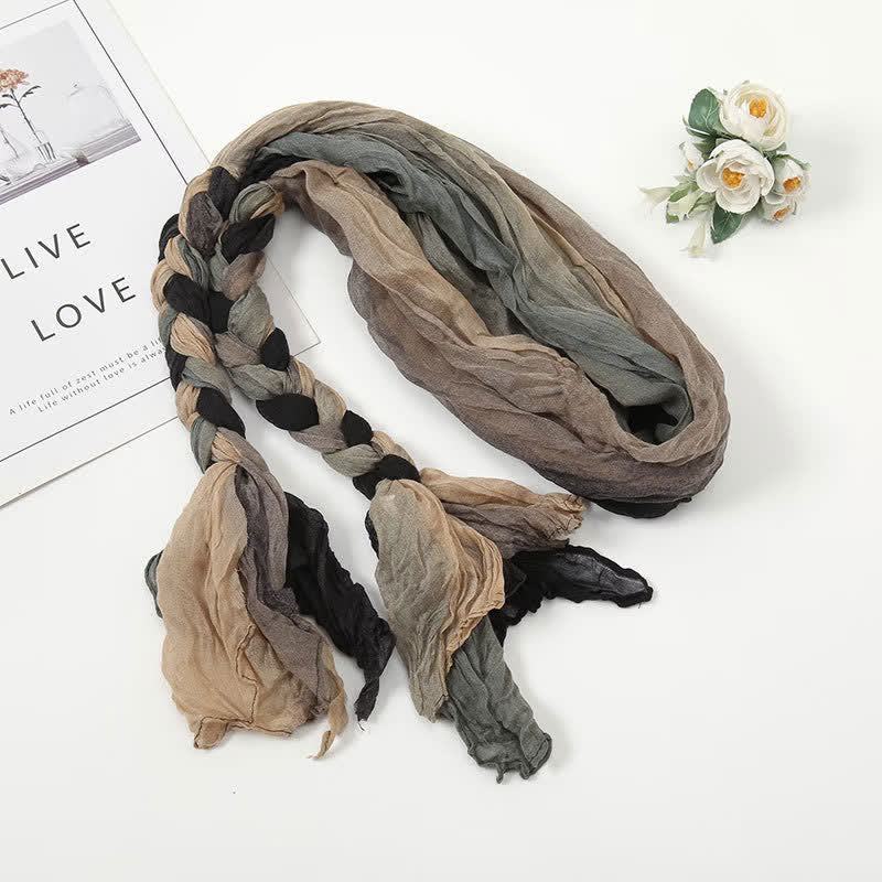 Écharpe en cuir tressée et nouée colorée pour femme