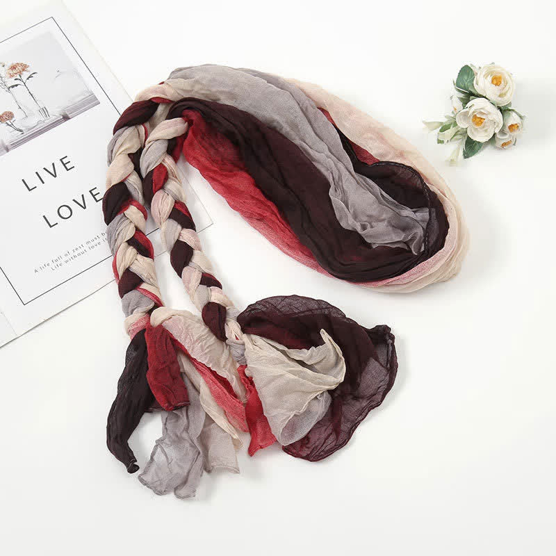 Écharpe en cuir tressée et nouée colorée pour femme