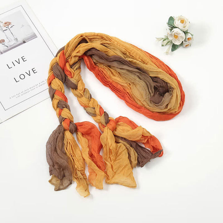 Écharpe en cuir tressée et nouée colorée pour femme