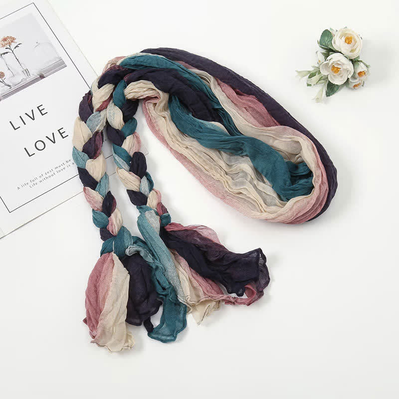 Écharpe en cuir tressée et nouée colorée pour femme
